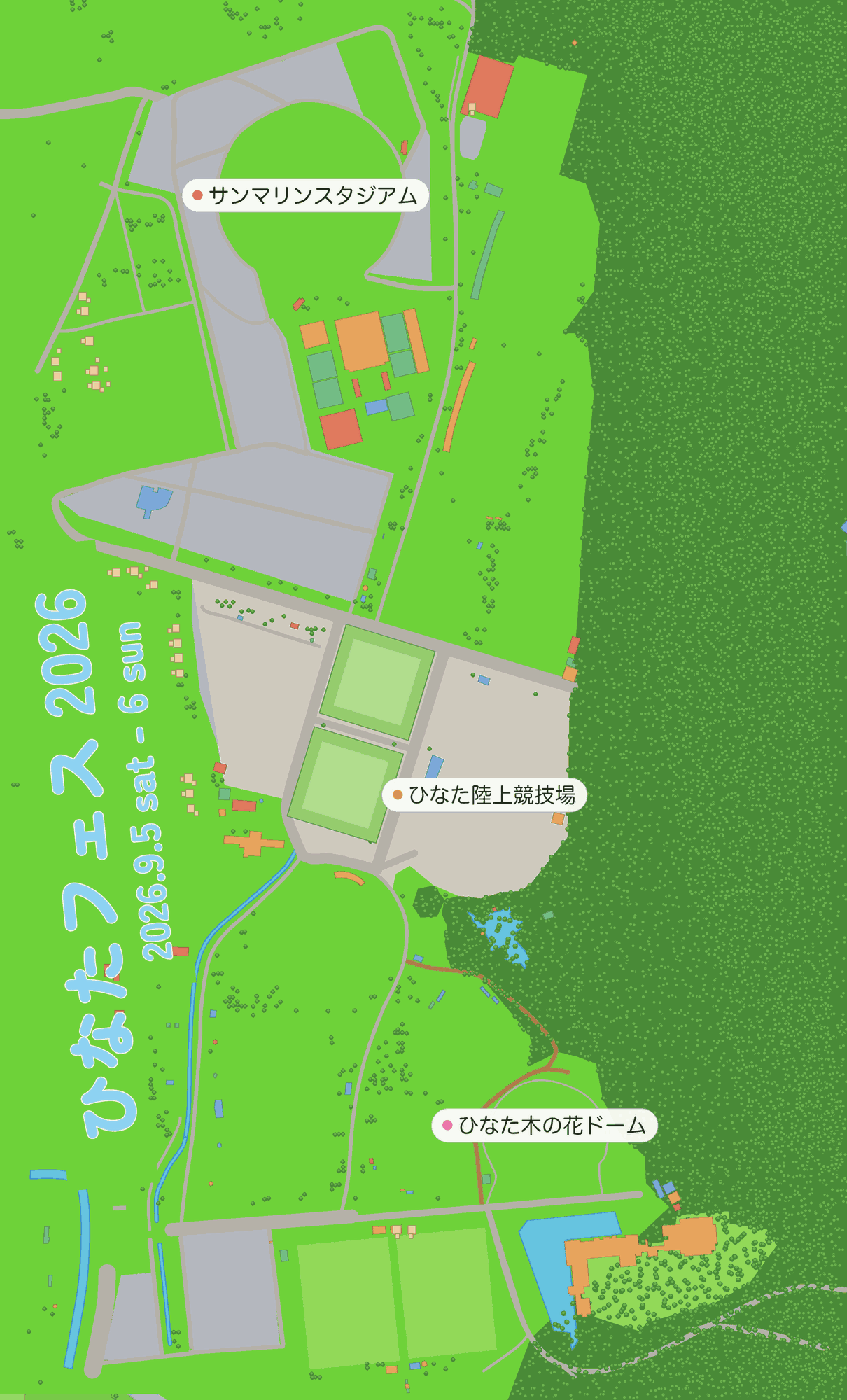 ひなたフェス会場マップ(北が上)